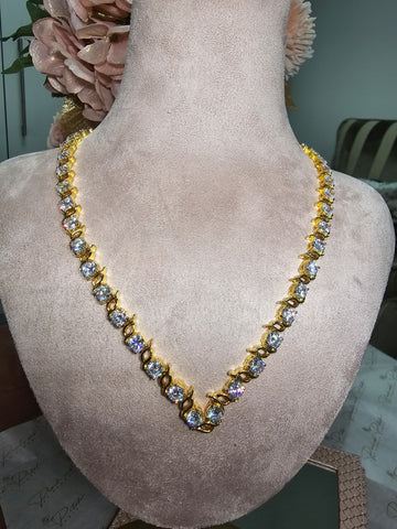Golden Zirconia Horizon Necklace